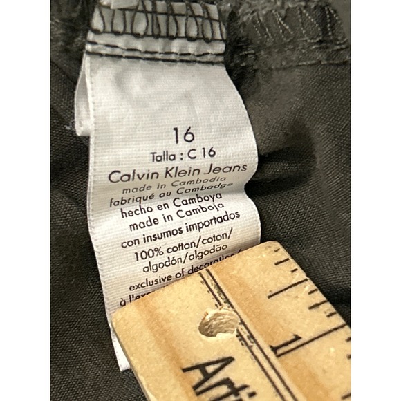Calvin Klein Size 16 Jeans Olive Green Cropped Cargo Pants Womens - Picture 5 of 6